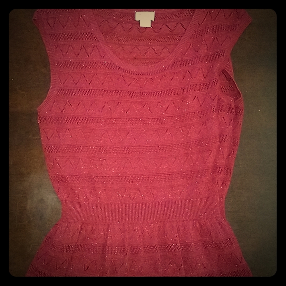 UNIQUE style Dark Red Sparkle Pointelle Sweater dress - Picture 1 of 8